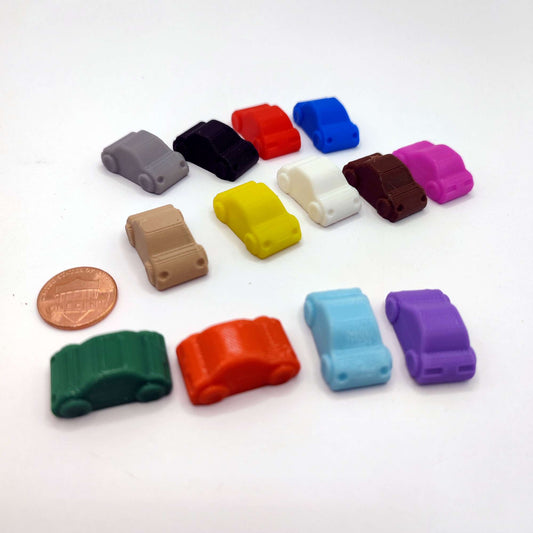 Small Game Tokens Shaped as Cars set of 13 various colors