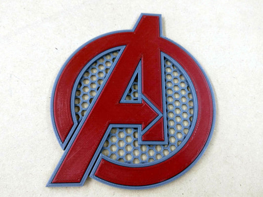 Avenger Emblem with hex mesh background