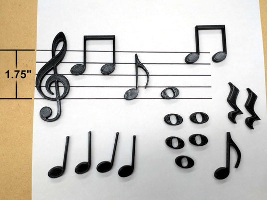 Magnetic Music Notes 1.75" Staff Size - Made in USA