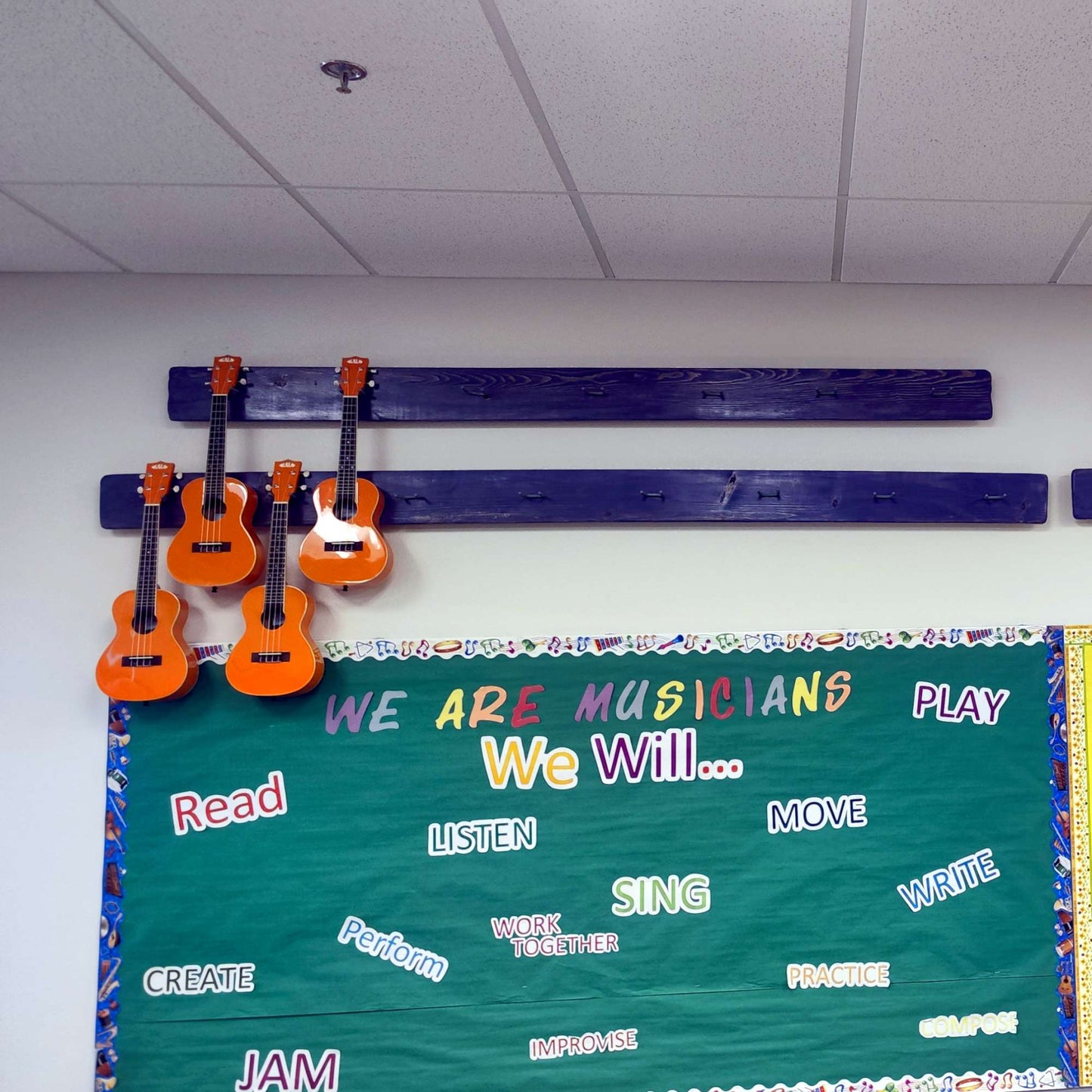 Custom Hanging Wood Ukulele Rack Wall Mount